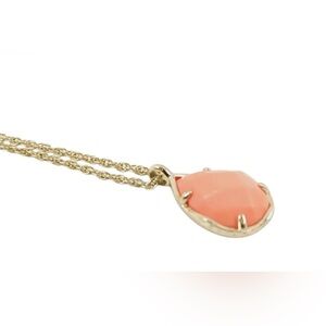 Kendra Scott Kiri Teardrop Necklace Coral On Gold Tone Adjustable Necklace 1337